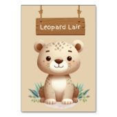 Whimsical Oerwoud Safari Leopard Tafelbord Kaart (Voorkant)