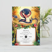 Whimsical Oerwoud Snake Birthday Kaart (Staand voorkant)