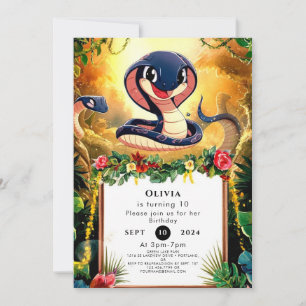 Whimsical Oerwoud Snake Birthday Kaart