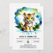 Whimsical Oerwoud Tiger Custom Boy Verjaardag Kaart (Voorkant / Achterkant)