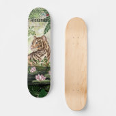 Whimsical Oerwoud Tiger Tropical Leaves Skateboard (Voorkant)