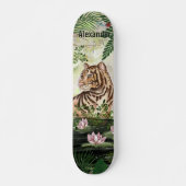 Whimsical Oerwoud Tiger Tropical Leaves Skateboard (Voorkant)