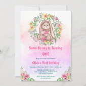 Whimsical of Bunny Floral Birthday Party Kaart (Voorkant)