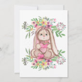 Whimsical of Bunny Floral Birthday Party Kaart (Achterkant)