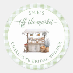 Whimsical Off the Market Boerinnen Bruiloftsfeestj Ronde Sticker