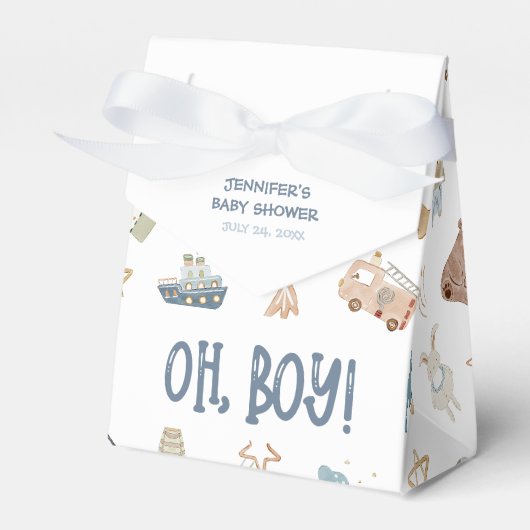 Whimsical Oh Boy Waterverf Doodle Baby shower Bedankdoosjes (Voorkant Zijde)