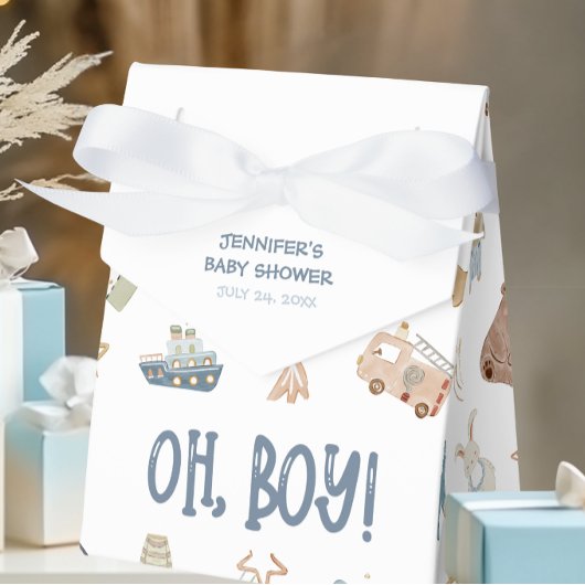 Whimsical Oh Boy Waterverf Doodle Baby shower Bedankdoosjes