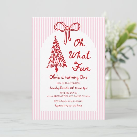 Whimsical Oh Wat Een Feest Meisje 1e Verjaardag Fo Kaart (Staand voorkant)