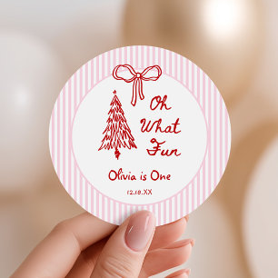 Whimsical Oh Wat Een Pret Meisje 1e Verjaardagsfee Ronde Sticker