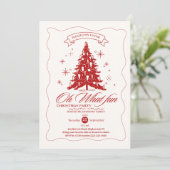 Whimsical Oh Wat Leuk Kerstboom Rood Beige Kaart (Staand voorkant)