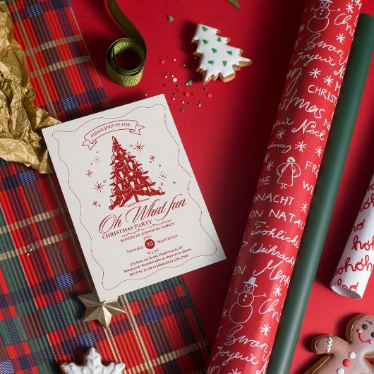 Whimsical Oh Wat Leuk Kerstboom Rood Beige Kaart