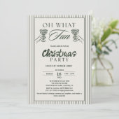 Whimsical Oh What Fun Cocktail Christmas Party  Kaart (Staand voorkant)
