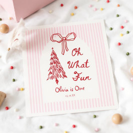 Whimsical Oh What Fun Girl 1st Birthday Party Servet