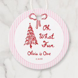 Whimsical Oh What Fun Meisje 1e Verjaardagsfeestje Bedankjes Labels