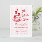 Whimsical Oh What Fun Meisje 1e Verjaardagsfeestje Kaart (Staand voorkant)