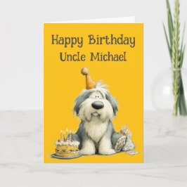Whimsical Old English Sheepdog Birthday Card Kaart