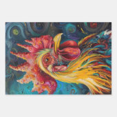 Whimsical olie geschilderde getextureerde kippen D Inpakpapier Vel (Voorkant 2)