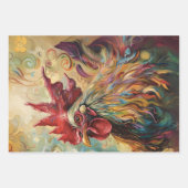 Whimsical olie geschilderde getextureerde kippen D Inpakpapier Vel (Voorkant)