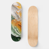 Whimsical olieverf wit geel groen persoonlijk skateboard (Voorkant)