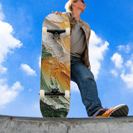 Whimsical olieverf wit geel groen persoonlijk skateboard