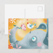 Whimsical Olifant en Vogel Briefkaart (Voorkant / Achterkant)