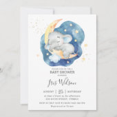 Whimsical Olifant Twinkle Star Baby shower Boy Kaart (Voorkant)