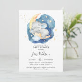 Whimsical Olifant Twinkle Star Baby shower Boy Kaart (Staand voorkant)
