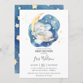 Whimsical Olifant Twinkle Star Baby shower Boy Kaart