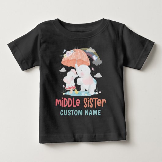 Whimsical Olifanten Middenste Zus Aangepaste Naam (Voorkant)