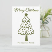 Whimsical Olive Green Hand getrokken kerstboom Feestdagenkaart (Staand voorkant)