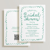 Whimsical Olive Green QR Code Vrijgezellenfeest Kaart