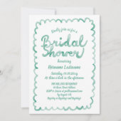 Whimsical Olive Green QR Code Vrijgezellenfeest Kaart (Voorkant)