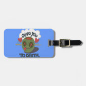 Whimsical "Olive My Heart" Grappig gezichtsontwerp Bagagelabel (Voorkant horizontaal)