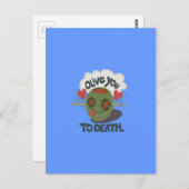 Whimsical "Olive My Heart" Grappig gezichtsontwerp Briefkaart (Voorkant / Achterkant)