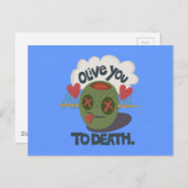 Whimsical "Olive My Heart" Grappig gezichtsontwerp Briefkaart (Voorkant / Achterkant)