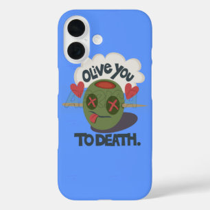 Whimsical "Olive My Heart" Grappig gezichtsontwerp iPhone 16 Hoesje