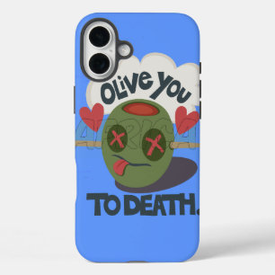 Whimsical "Olive My Heart" Grappig gezichtsontwerp iPhone 16 Plus Hoesje