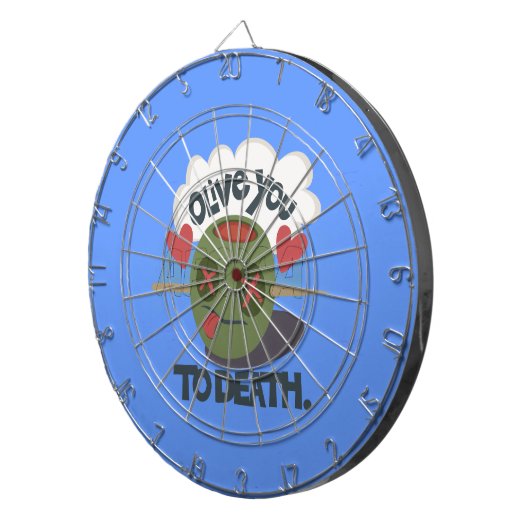 Whimsical "Olive My Heart" Grappig gezichtsontwerp Dartbord (Voorkant Rechts)