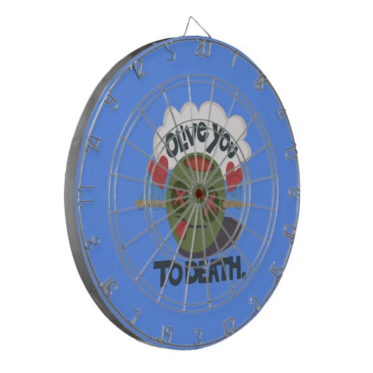 Whimsical "Olive My Heart" Grappig gezichtsontwerp Dartbord (Voorkant Links)