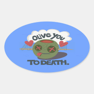 Whimsical "Olive My Heart" Grappig gezichtsontwerp Ovale Sticker