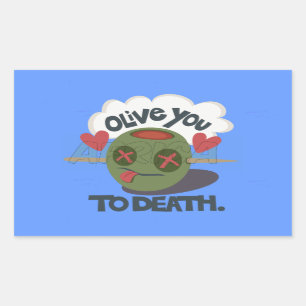 Whimsical "Olive My Heart" Grappig gezichtsontwerp Rechthoekige Sticker