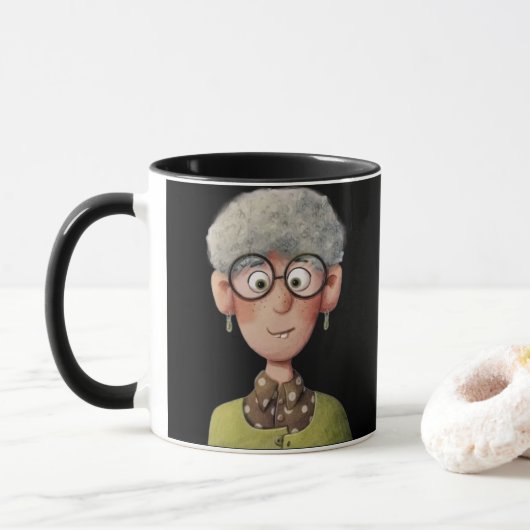 Whimsical Oma – Kind Ones Vintage Elegantie Mok (Met donut)
