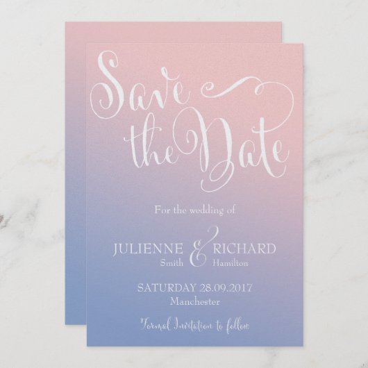 Whimsical Ombre Fairytale Wedding Save the Date (Voorkant / Achterkant)
