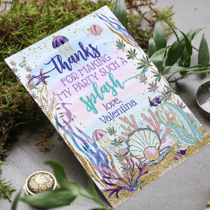 Whimsical Onder het Zee Birthday Party Script Bedankkaart