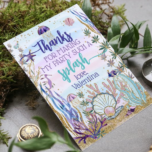 Whimsical Onder het Zee Birthday Party Script Bedankkaart