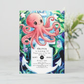 Whimsical Onder het Zee Octopus Verjaardag Kaart (Staand voorkant)