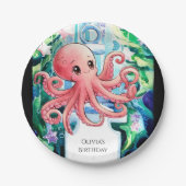 Whimsical Onder het Zee Octopus Verjaardag Papieren Bordje (Voorkant)