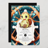 Whimsical Onder het Zee Turtle Verjaardag Kaart (Voorkant / Achterkant)