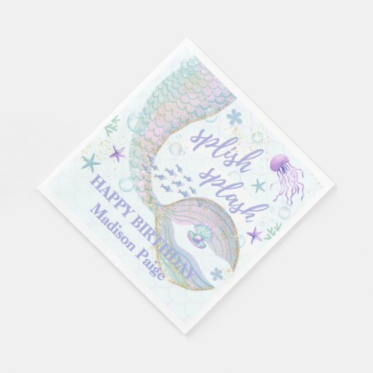 Whimsical Onder het Zee Zeemeermin Verjaardag Servet (Hoek)