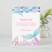 Whimsical onder Zee zeemeermin staart Baby shower Bedankkaart (Staand voorkant)